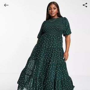 ASOS DESIGN Curve green maxi dress size 16